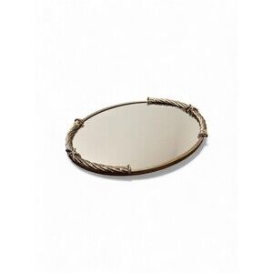 Vintage Stylebuilt Mirrored Vanity Tray, Organizer, Ormolu Rope Bow Gold Tone